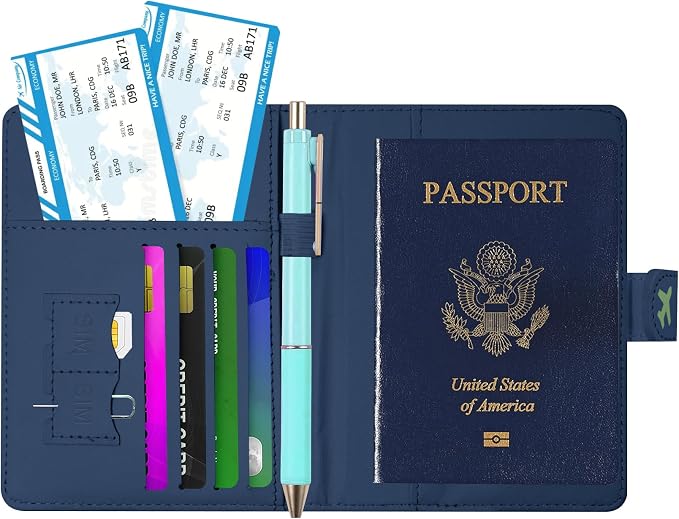 Passport Holder, Cute Travel Wallet Cover with RFID Blocking,flower | PU leather travel wallet with magnetic closure, card slots, pen loop, and easy access for passports and essentials.