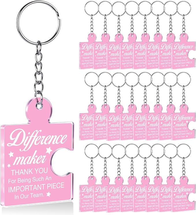 Team Appreciation Gifts Bulk Thank You Keychains for Coworkers | Gift Set for Employee, Staff, Teachers, Teamwork Puzzle Piece Keyring, Acrylic