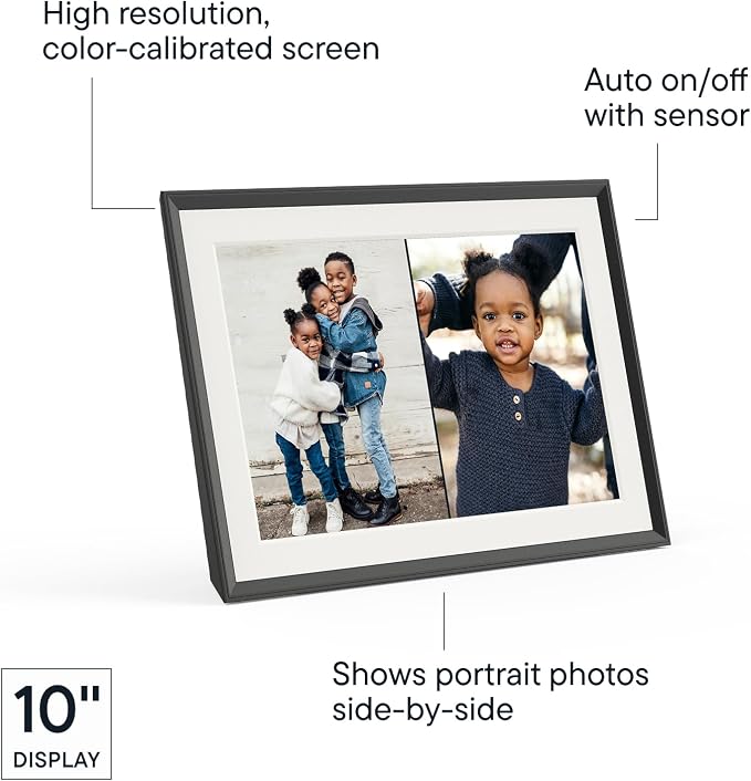 Aura 10" HD WiFi Digital Picture Frame – Free Unlimited Cloud Storage – Send Photos from Phone – No Subscription – Auto On/Off – Gift for Parents & Grandparents (Gravel Mat, 10")