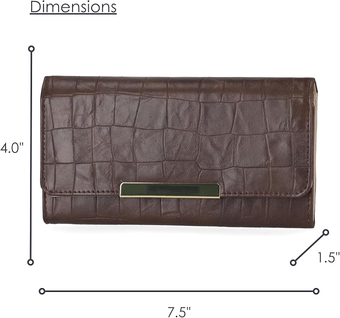 Mundi File Master Womens RFID Blocking Wallet Clutch Organizer With Change Pocket