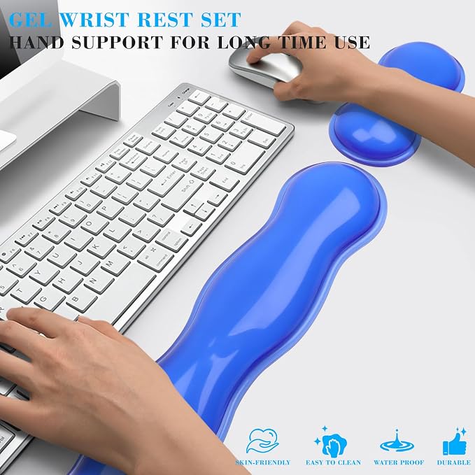 Gel Wrist Rest for Keyboard and Mouse, Wrist Rest for Keyboard, Mouse Wrist Support, Pain Relief, Cool Touch, Non-Skid, Keyboard and Mouse Wrist pad Set