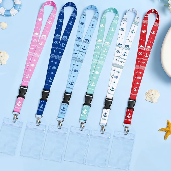 HONSIO 6 Pack Cruise Lanyard for Ship Cards, Cruise Essentials 2026 | Detachable Lanyards with Waterproof ID Badge Holders, Cruise Must Have for Carnival, Royal Caribbean, NCL