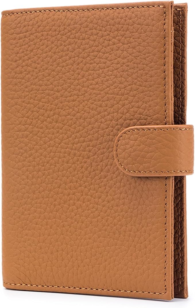 Karmiir RFID Passport Holder Travel Wallet Compact for Women, Leather Passport Wallet with Card Holders,Zippered Coins Pocket and Cash Compartment, Brown