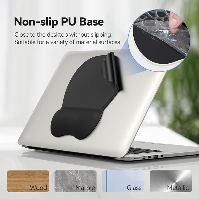 TECKNET Gel Ergonomic Mouse Pad & Keyboard Wrist Rest & Coaster | 3 in 1 Set, Pain Relief, Milk Silk Cloth, Non-Slip PU Base, Easy Typing, Memory Foam Wrist Support for Office & Home