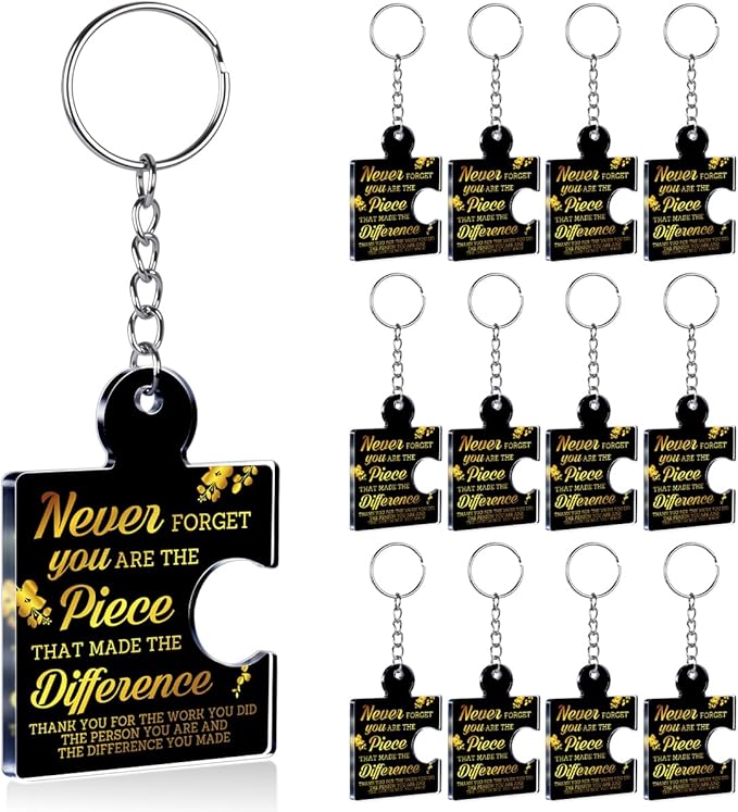 Team Appreciation Gifts Bulk Thank You Keychains for Coworkers | Gift Set for Employee, Staff, Teachers, Teamwork Puzzle Piece Keyring, Acrylic