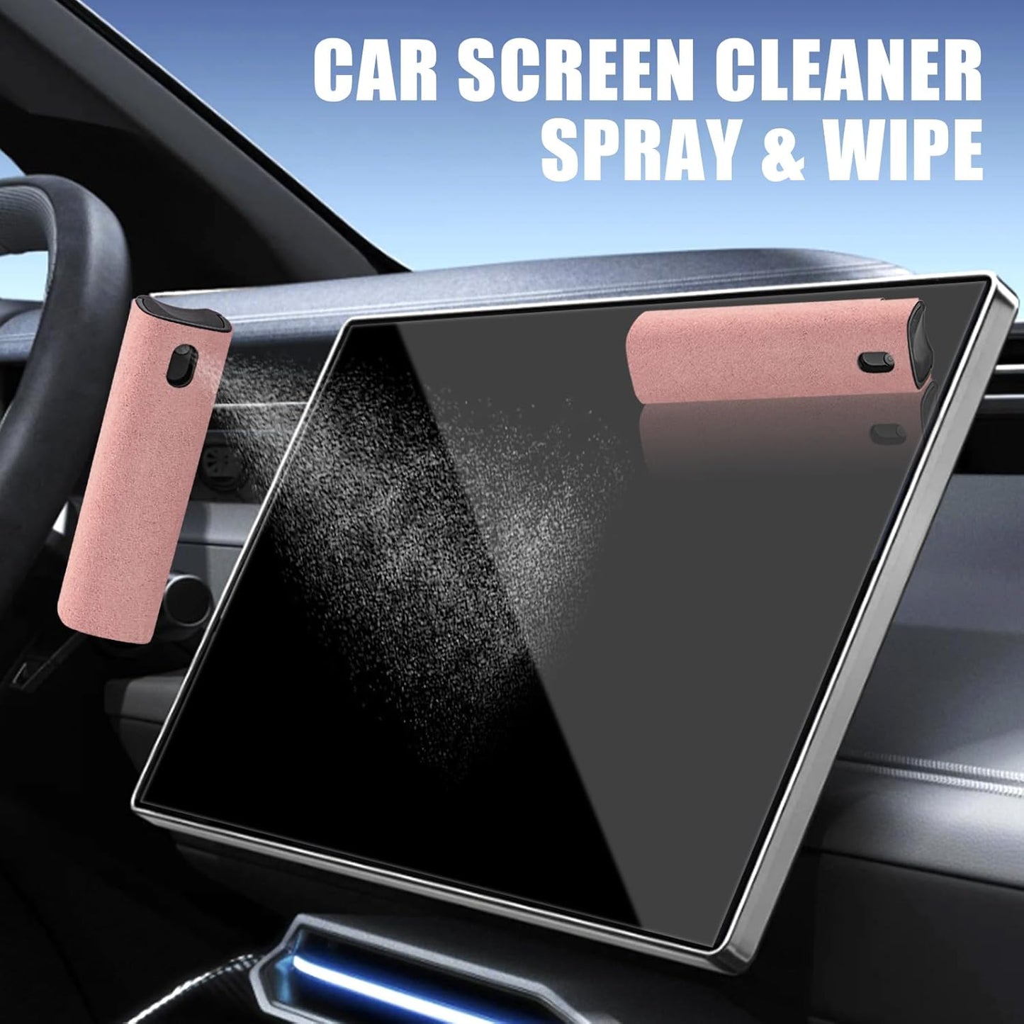 walrfid Graffiti Computer Screen Cleaner, Car Screen Cleaner Spray and Wipe, Electronic Cleaning Spray for Laptop iPad, iPhone, MacBook, TV, Monitor, Tablet Display, with Black Case - Pink