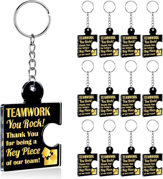 Team Appreciation Gifts Bulk Thank You Keychains for Coworkers | Gift Set for Employee, Staff, Teachers, Teamwork Puzzle Piece Keyring, Acrylic