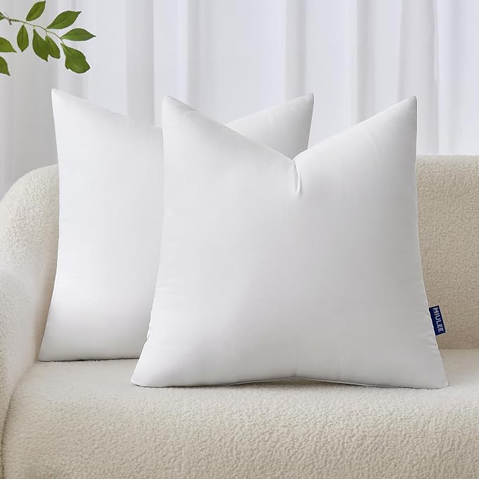 MIULEE 26x26 Euro Pillow Inserts Set of 2, Throw Pillows for Sofa Couch Bed | Premium Virgin Filling, Soft Brushed Fabric, Decorative Pillow, Lumbar Back and Neck Support