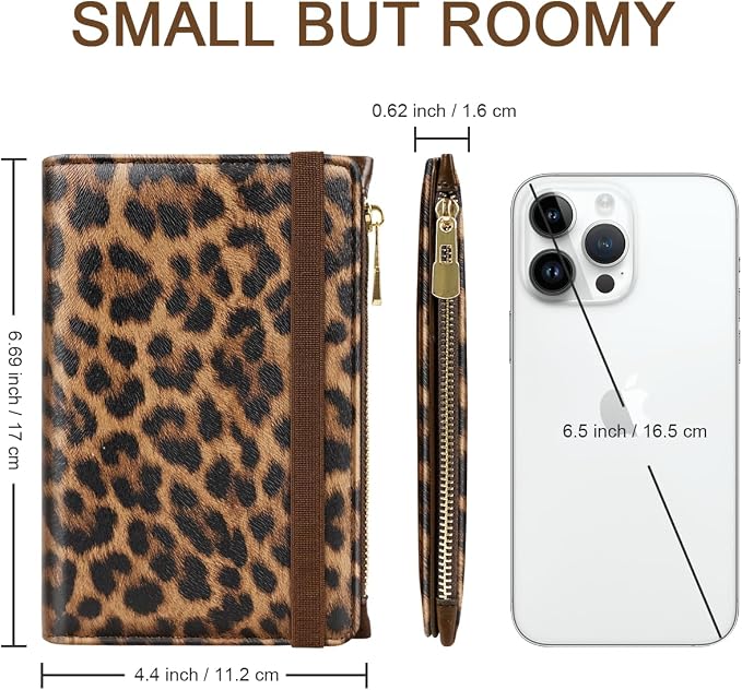 Passport Holder for Travel, RFID Blocking Passport Cover for Women Zipper | Travel Wallets, Passport Book Holder, Credit Card Holder, ID Window,SIM Card Slots, Coin & Tickets Pocket, Leopard