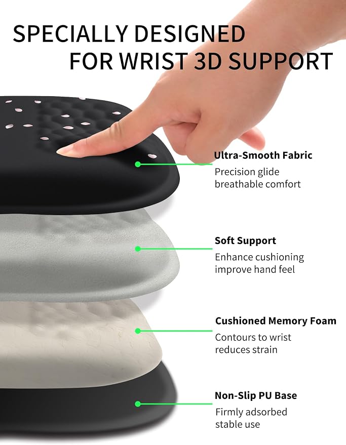 Hokafenle Ergonomic Wrist-hugging Mouse Pad Wrist Support, U-shaped Holding Wrist Rest Mousepad for Carpal Tunnel Pain Relief with Cushioned Memory Foam Slope Massage Bulge (10.2x8.3 in,CherryBlossom)