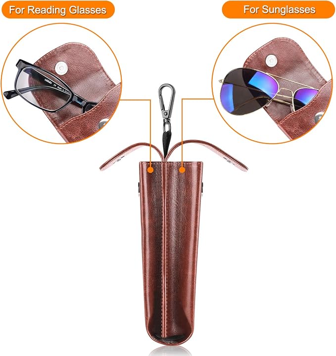 FINTIE Double Glasses Case with Carabiner Hook, Portable Vegan Leather Eyeglass Case Anti-scratch Sunglasses Pouch