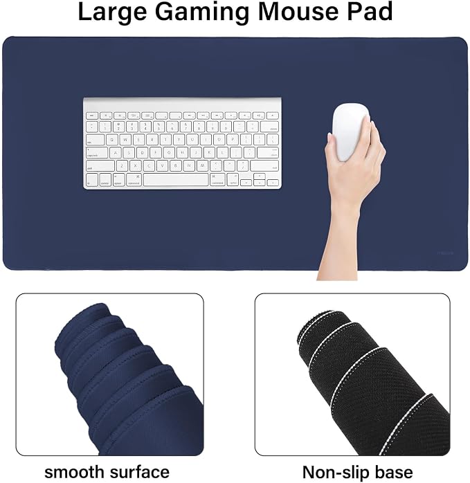 MOSISO Keyboard Mouse Pad Set, Large Gaming Mouse Pad&Keyboard Wrist Rest | Rectangular Mousepad with Wrist Rest&Coaster, Ergonomic Non-Slip&Easy Typing Pad with Curved Silicone Lining, Navy Blue