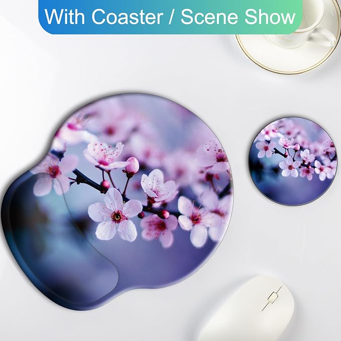 Ergonomic Mouse Pad with Wrist Rest Support,Gel Mouse Pads for Desk | Big Mousepad With Coaster Non-slip & Pain Relief for Computer, Home&Office Desk Decor