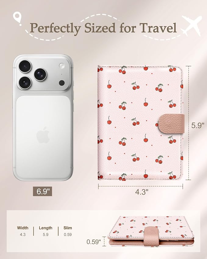 Slohif Airtag Passport Holder Cover Wallet Case for Travel Women - Leather RFID Blocking Passport Book Multiple Personalized Organizer Slim Portable Carrier Card Slots Protector Sleeve Stamp