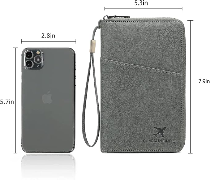 Family Passport Holder for Travel Women and Men RFID Blocking Passport Holder with Zipper Multi-functional Passport Wallet Passport Case Passport cover Travel Essentials