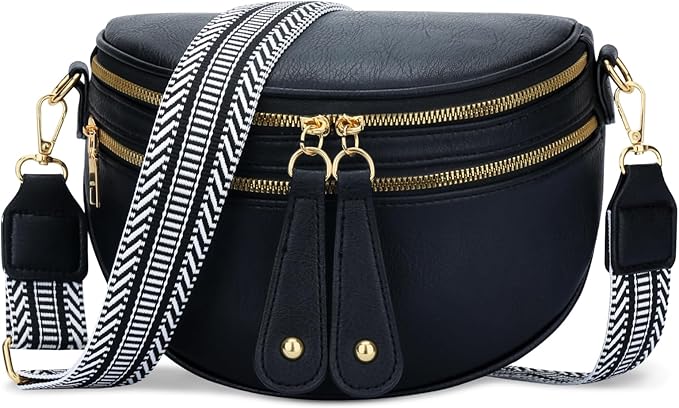 KKXIU Crossbody Bags for Women Vegan Leather Travel Bum Bag | Trendy Fanny Waist Pack | Shoulder Purse with Adjustable Strap