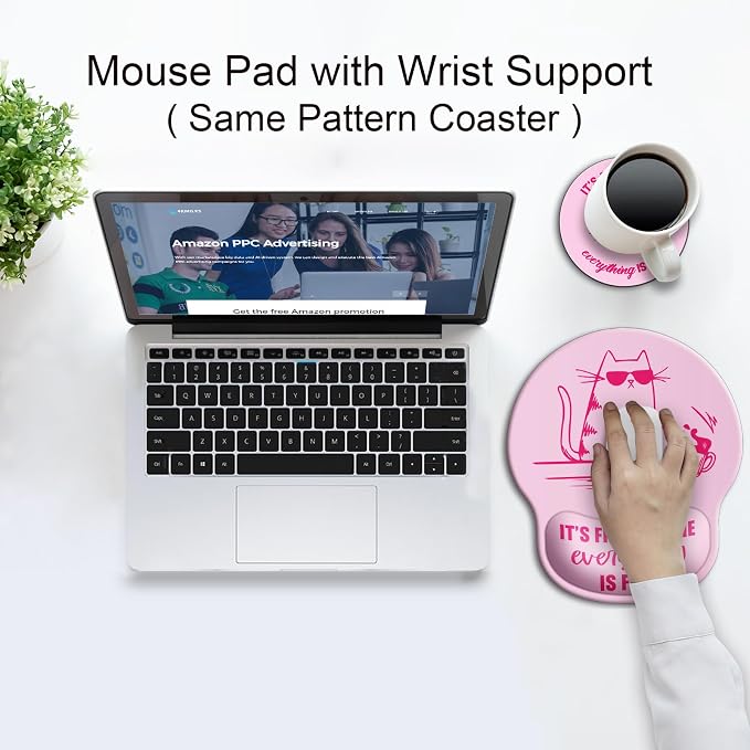 Ergonomic Mouse Pad with Wrist Rest Support,Gel Mouse Pads for Desk | Big Mousepad With Coaster Non-slip & Pain Relief for Computer, Home&Office Desk Decor