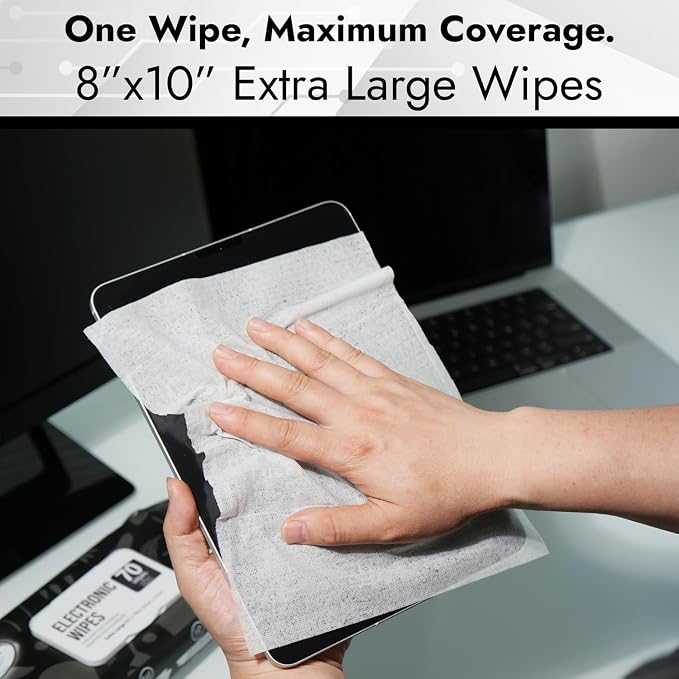 Air Jungles Electronic Wipes Screen Cleaner 70 Ct (Pack of 2), XL 8x10 Inch | No Cloth Needed, Cleaning LED Screen, TV, Computer, Tablet, Phone, Laptop, Monitor, Smart Watch, Headphone & Gaming Equipment