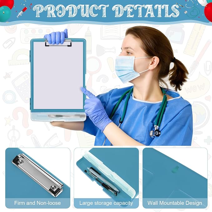 Crtiin 6 Pcs Colored Clipboard with Storage, 8.5 x 11 Inch Heavy Duty Plastic Nursing Clipboard Folder with Pen Holder A4 Medical Holder for Nurse Doctor Teacher Office, Organization (Molandi Color)