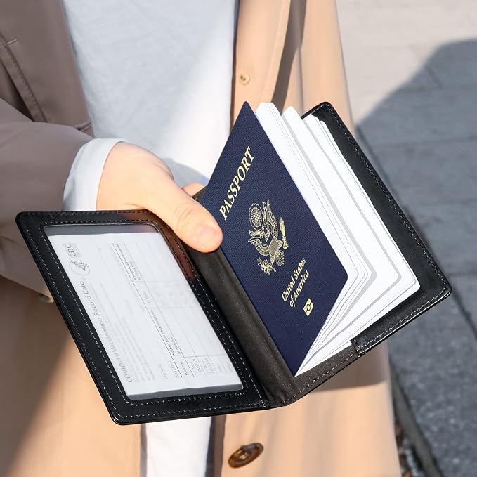TIGARI Passport Holder for Travel Women Men, Valentines Day Gifts PU Leather Wallet Cover Case Sleeve, Waterproof Protected Document Organizer, Vacation Plane Cruise Travel Essentials
