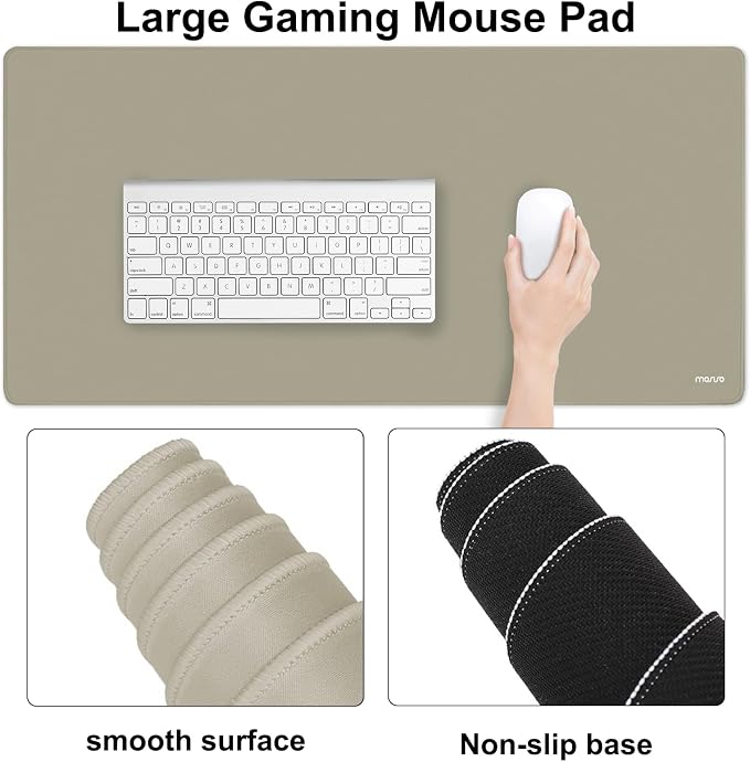 MOSISO Keyboard Mouse Pad Set, Large Gaming Mouse Pad&Keyboard Wrist Rest | Rectangular Mousepad with Wrist Rest&Coaster, Ergonomic Non-Slip&Easy Typing Pad with Curved Silicone Lining, Bronze Brown