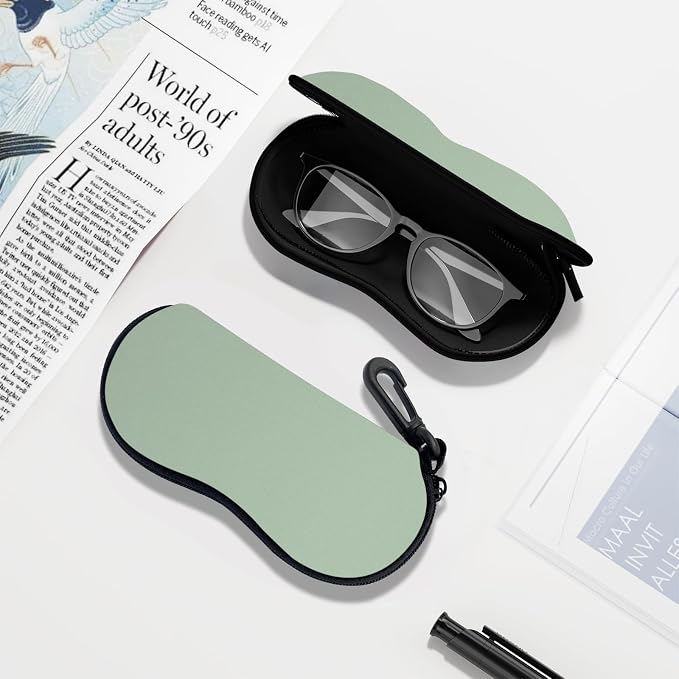 Sunglasses Soft Case, Ultra Light Portable Neoprene Zipper Glasses Case for Men Women