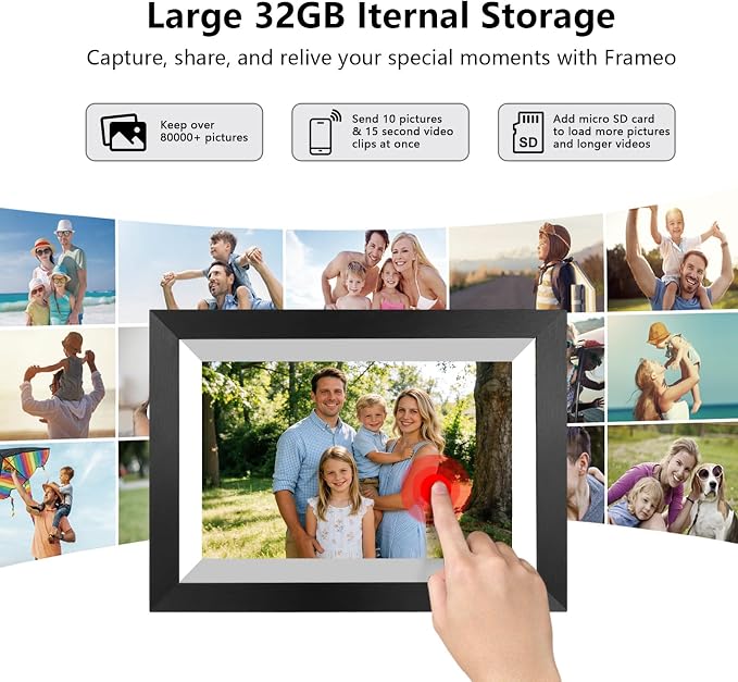 FRAMEO 10.1 Inch Smart WiFi Digital Photo Frame 1280x800 IPS LCD Touch Screen, Auto-Rotate Portrait and Landscape, Share Moments Instantly via Frameo App from Anywhere