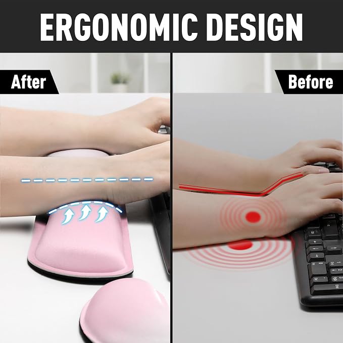 Gimars Upgrade Enlarge Silky Gel Memory Foam Keyboard Wrist Rest, Wrist Rest for Computer Keyboard, Ergonomic Mouse pad Rests for Typing Pain Relief, Wrist Support for Office, Gaming, Pink Gradient