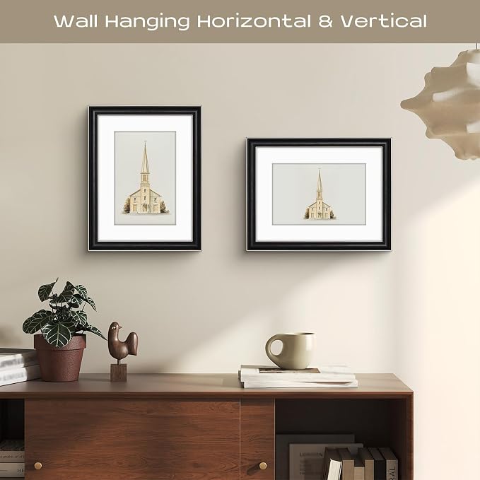 Golden State Art, 12x16 Silver Trim Black Frame - White Mat for 8x12 Photo - Vintage Antique Style - Brushed Texture Finish - Wall Mounting - Portrait/Landscape - Tempered Glass