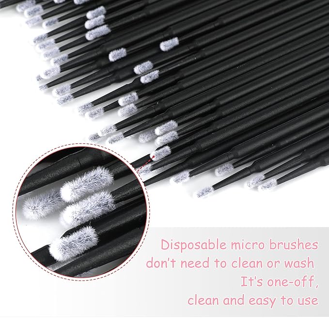 G2PLUS Micro Cotton Swabs 500PCS Disposable Eyelash Extension Applicators | Fine pointed tips for precise lash adhesive application, makeup correction, brow tinting, lip detailing and nail art cleanup