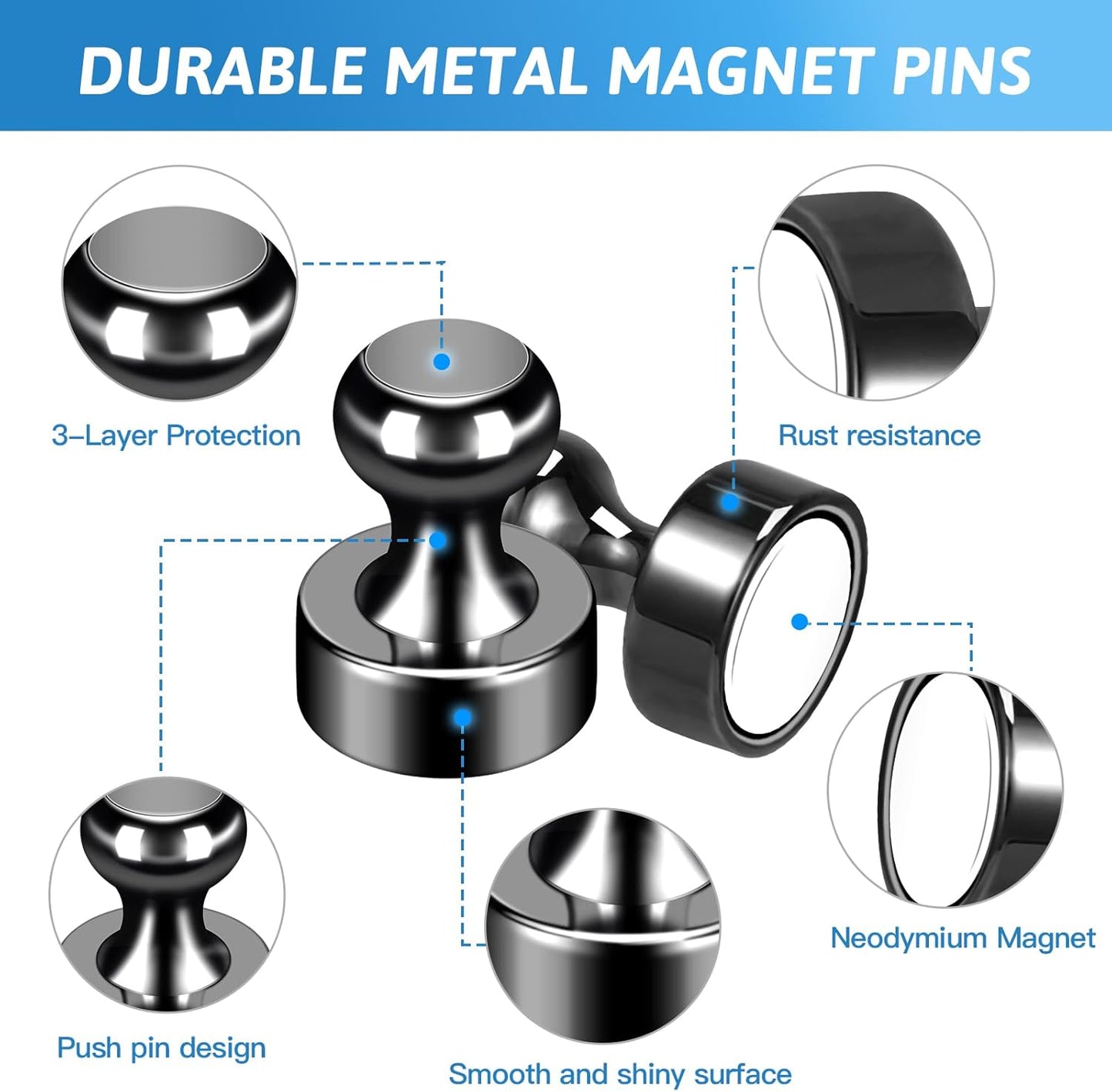 10Pack Fridge Magnet Adults Refrigerator Magnets Strong Metal Whiteboard Magnets Small Round Magnets Set for Fridge Whiteboard Locker Dry Erase Board in Kitchen Office Home Black