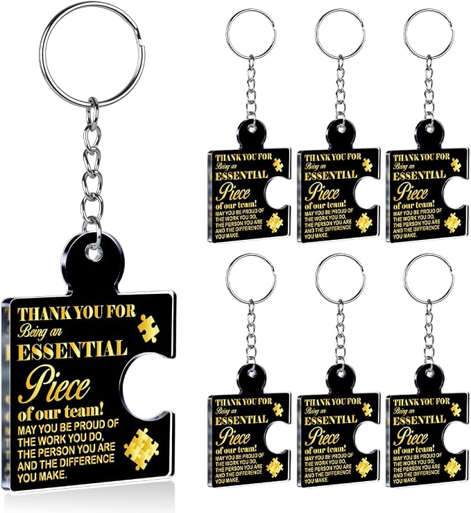 Team Appreciation Gifts Bulk Thank You Keychains for Coworkers | Gift Set for Employee, Staff, Teachers, Teamwork Puzzle Piece Keyring, Acrylic