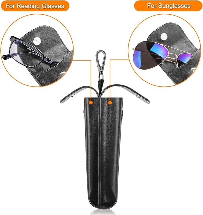 FINTIE Double Glasses Case with Carabiner Hook, Portable Vegan Leather Eyeglass Case Anti-scratch Sunglasses Pouch