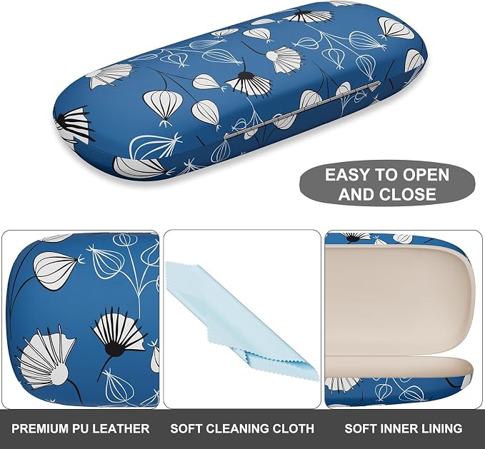 Eyeglasses Case, Portable Hard Shell Protective Case for Glasses, Eyeglass Holder Box for Women with Cleaning Cloth