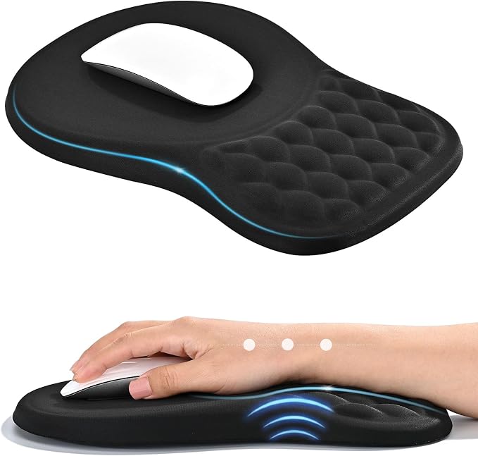 EooCoo Massage Ergonomic Mouse Pad with Dual-Slope Design Wrist Rest | Carpal Tunnel Relief, Memory Foam Wrist Rest, Non-Slip PU Base, Office Desk Accessories