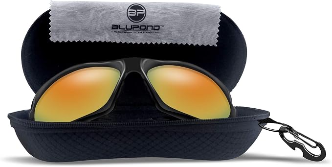 BLUPOND Sunglasses Case Semi Hard EVA Shell with Metal Hanging Hook Belt Clip Sun Glasses Storage