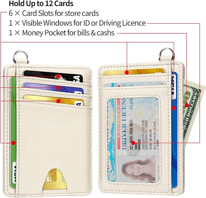Slim Minimalist Front Pocket Wallet, RFID Blocking Credit Card Holder Wallet with Detachable D-Shackle for Men Women