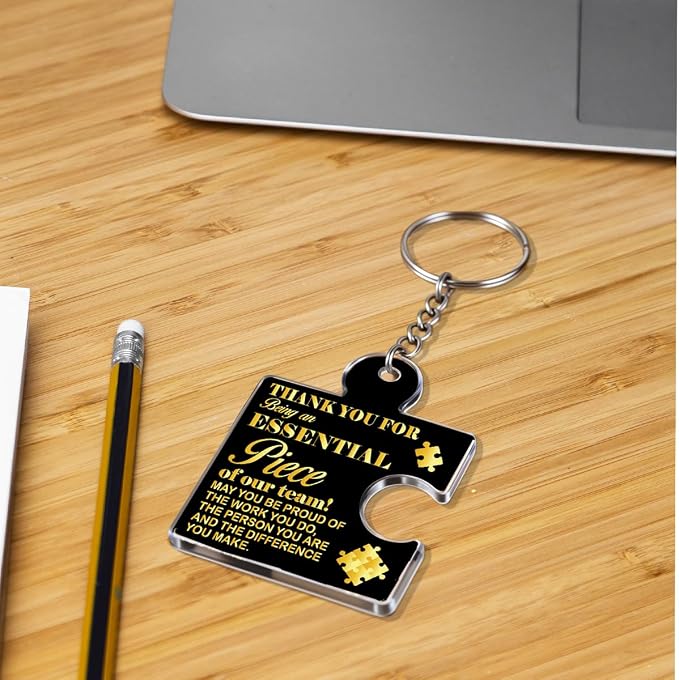 Team Appreciation Gifts Bulk Thank You Keychains for Coworkers | Gift Set for Employee, Staff, Teachers, Teamwork Puzzle Piece Keyring, Acrylic