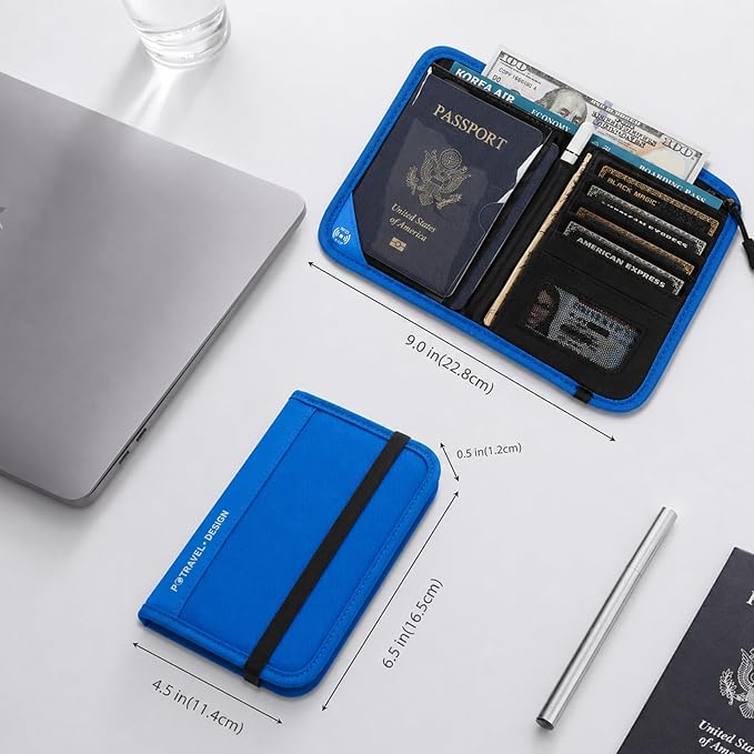 P.travel Passport Holder for Travel, RFID Blocking Passport Wallet with Adjustable Shoulder Strap, Holds 3 Passports, 4 Card Slots & AirTag Slot, Lightweight Travel Essentials for Men & Women
