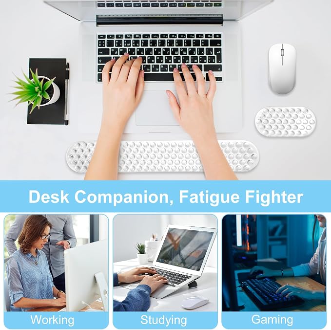 MOSISO Gel Wrist Rest Support for Mouse Pad&Keyboard Set, Transparent | Ergonomic Massage Keyboard&Mouse Pad Set, Non-Slip Base Pain Relief&Soft Cooling Gel Computer Easy Typing Pad for Home/Office
