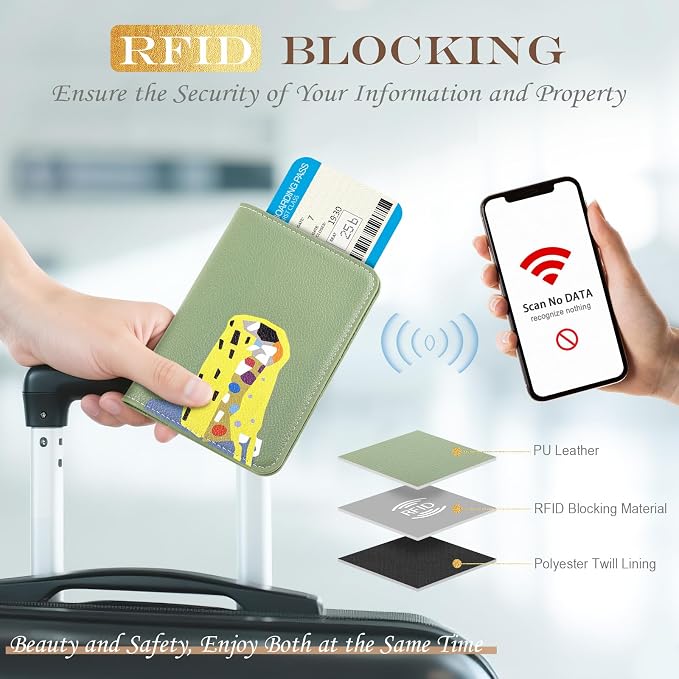 Lychii Passport Holder, RFID Blocking Travel Wallet, Slim Passport Cover | PU Leather Protector Case for Quick TSA Access, Secure Boarding Passes & ID Cards for Men Women, Travel Accessories
