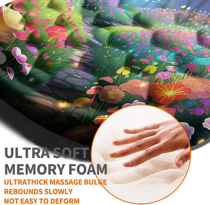 Ergonomic Joint Wrist Support Mouse Pad with Memory Foam Cushion Massage Bump, Carpal Tunnel Pain Relief Mousepad Slope Design for Wrist Rest, 11.8x7.9 in, Fantasy Forest