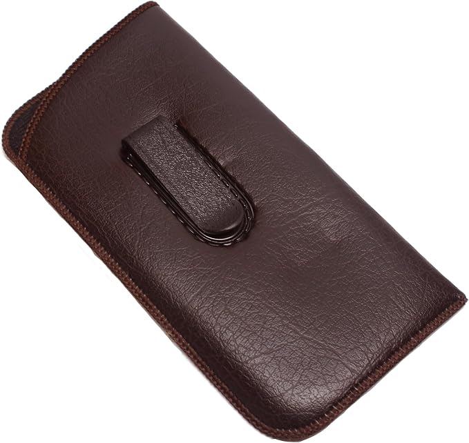 Calabria Slim Faux Leather Eyeglass Case Soft Slip-In Design [Brown - 100 Pack] | Compact Protective Pouch | Soft Case for Glasses | Lightweight Sunglass Storage