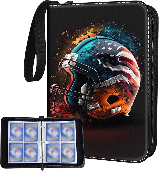 Football Card Binder Holder 480 Pockets with 60 Removable Sleeves, Portable Sports Trading Standard Sized Cards Binder Album Collector Organizer Protectors with Zipper,Waterproof