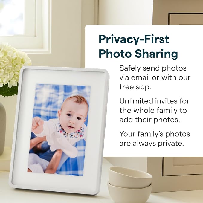 Skylight Digital Picture Frame 2 – 10" Full HD Wi-Fi Touch Screen, 16GB Digital Photo Frame, Load Photos & Videos Directly from Phone, Anti-Glare – Personalized Gifting, Silver