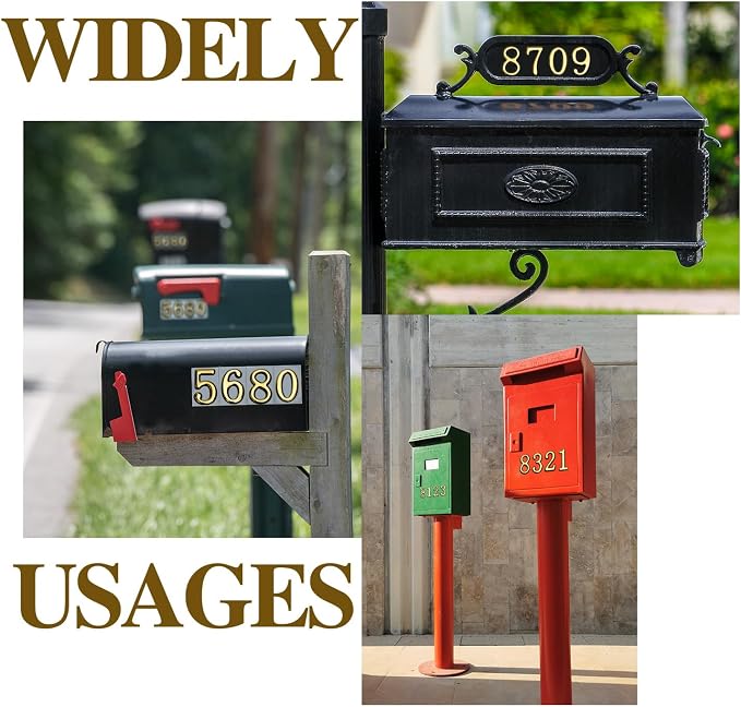 opasyo 30 Pieces Mailbox Numbers for Outside 2 inch 0-9 Self-Adhesive Mail Box Numbers,3D Gold House Numbers for Mailbox, Apartment, House, Trash Bins,Office Hotel Room (Gold, 2inch)