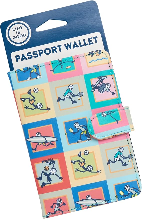 Life is Good Travel Passport Cover, Card Slots, Snap Closure | Slim Design, Card Slots, Snap Closure, Fits Neatly in a Purse or Backpack, Keeps Documents and Boarding Pass Organized