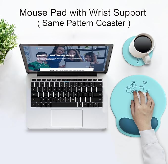 Ergonomic Mouse Pad with Wrist Rest Support,Gel Mouse Pads for Desk | Big Mousepad With Coaster Non-slip & Pain Relief for Computer, Home&Office Desk Decor