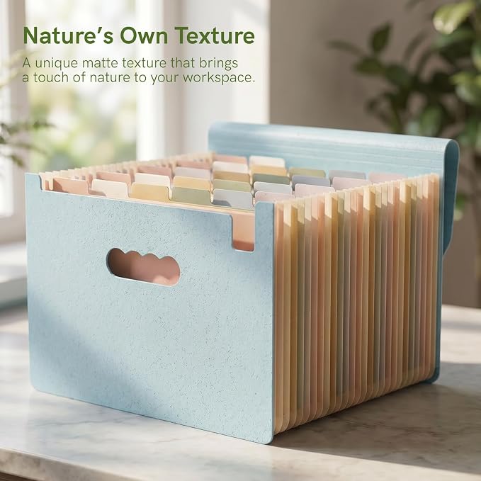 ABC life 26 Pockets Accordion File Organizer, Dusty Blue | Expanding File Folder for Letter/A4 Size, Portable Document Holder with A-Z Tabs for Tax Receipt, School, Home, Office