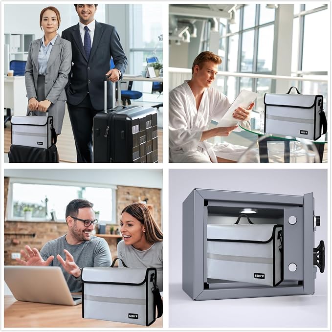Fireproof Document Organizer - Waterproof & Fireproof Document Box for Home, Office & Travel (White-01)